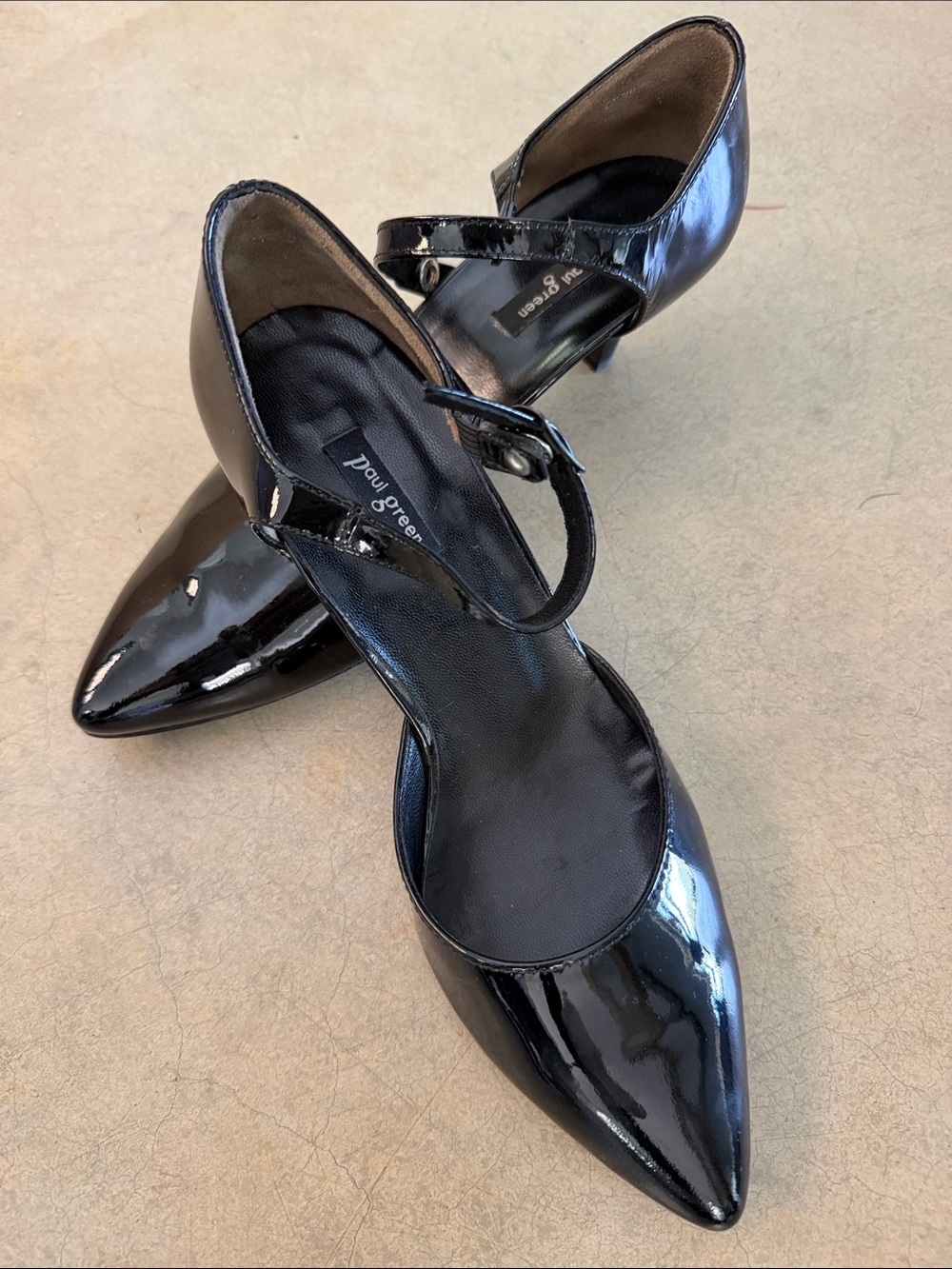 Paul Green heels size 5.5 Black Patent Mary Jane Kitten - Picture 10 of 11